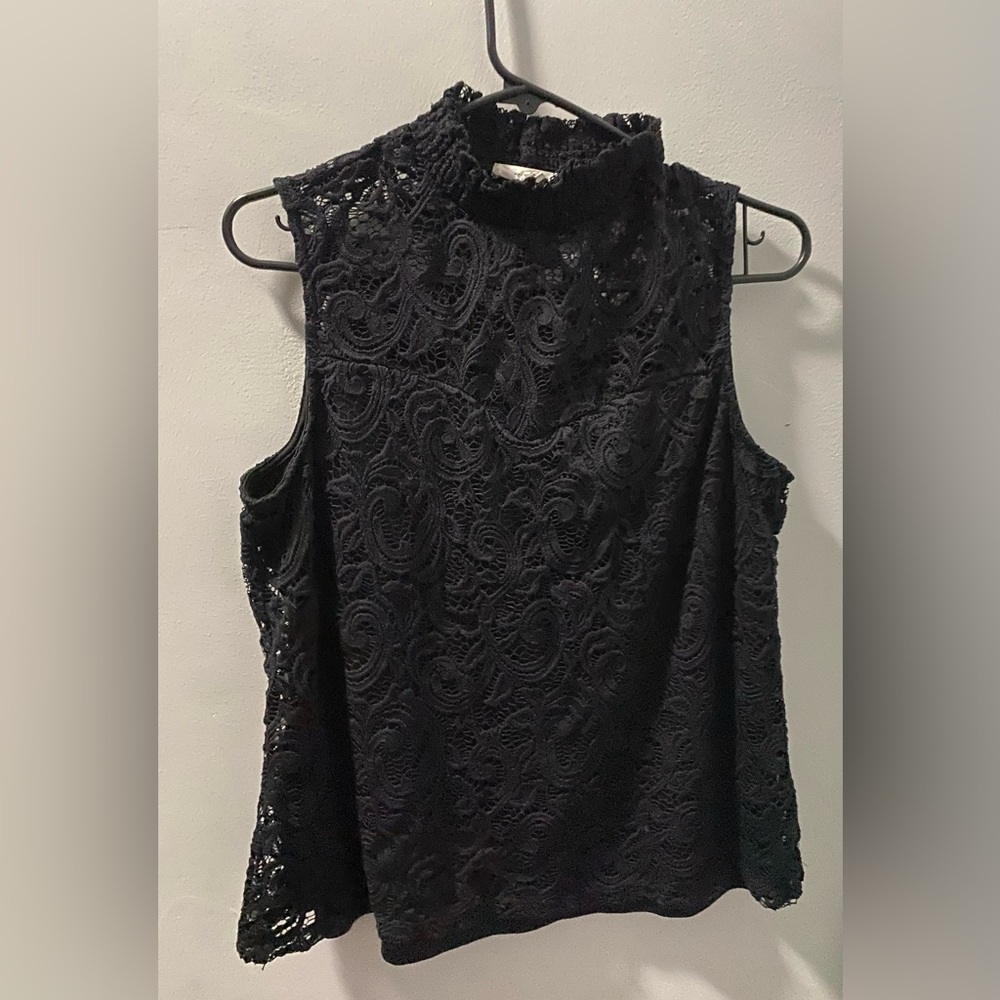 PerSeption Concept Black Lace Sleeveless Blouse